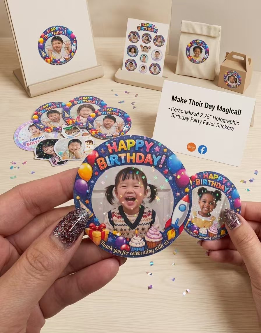 2.75 inch Circle Party Favor Stickers x6