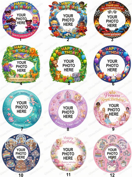 2.75 inch Circle Personalized Birthday Stickers x6